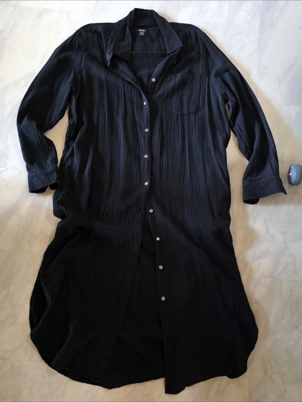 New Roots Original Isla Dress Shirt Black Pockets 100% Turkish Cotton Xl